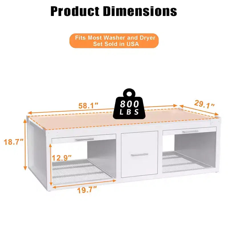 GDLF sokkels voor wasmachine en droger, universele standaard voor wasmachine en droger met uittrekbare plank, wit