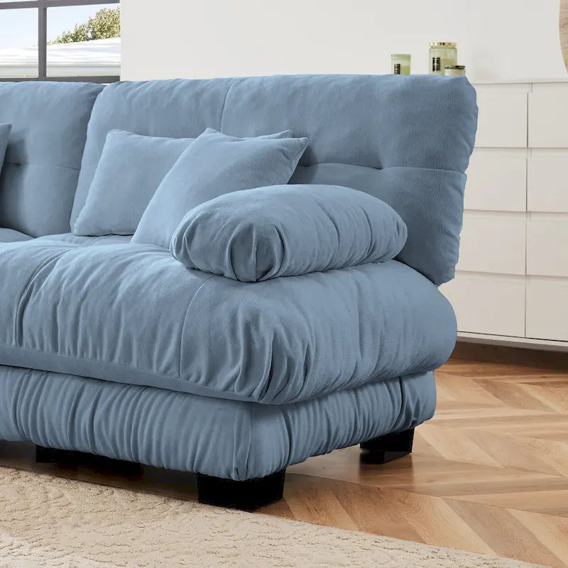L-förmiges Zweisitzer-Sofa aus Chenille mit Lendenkissen