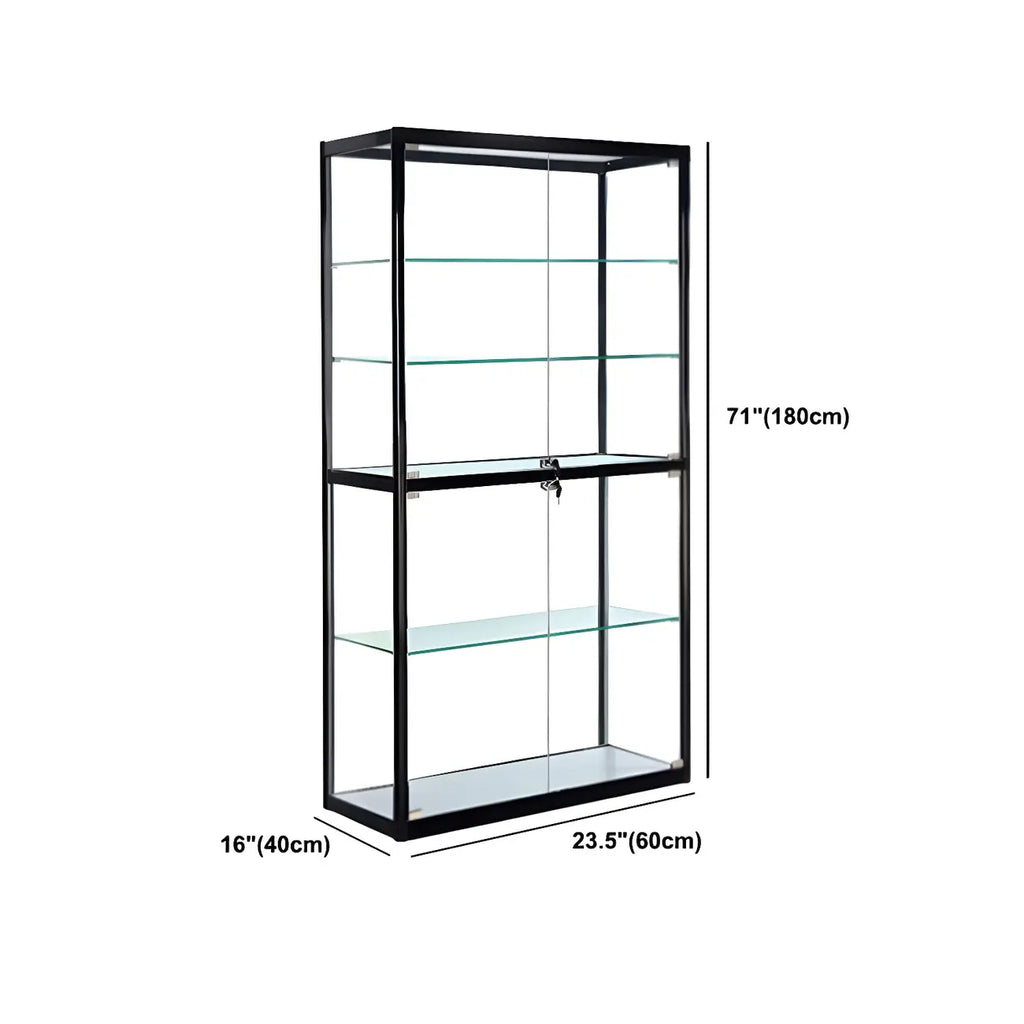 Moderine rechteckige Vitrine aus schwarzem Glas