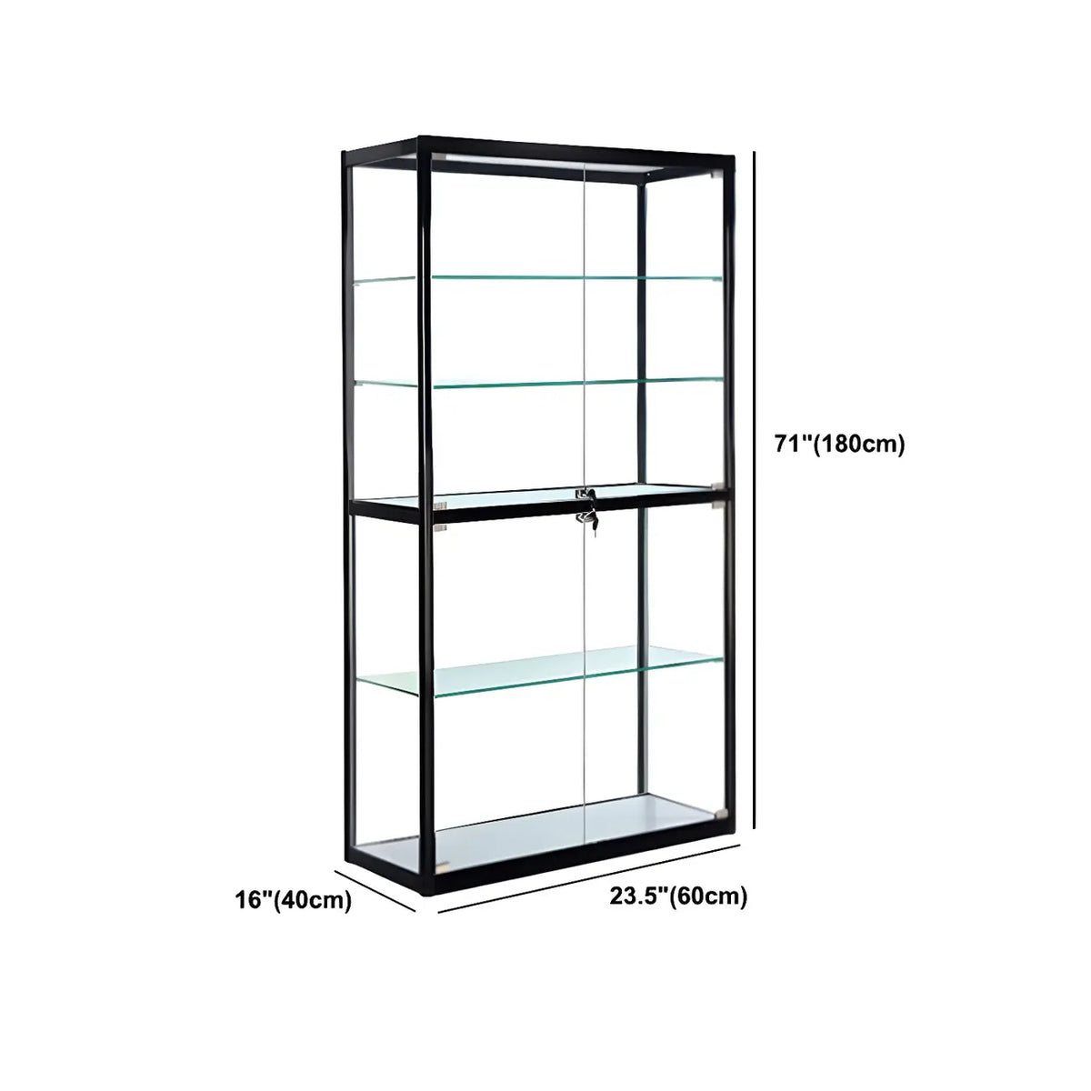 Moderine rechteckige Vitrine aus schwarzem Glas