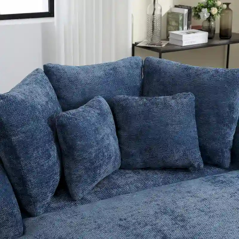 Fauteuil tonneau moderne rond avec 5 coussins et pouf en option