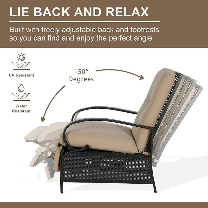 Verstellbarer Relax-Loungesessel, Lounge-Sofa für die Terrasse mit Polster - 38 (T) x 26.5 (B) x 38.5 (H) ZOLL
