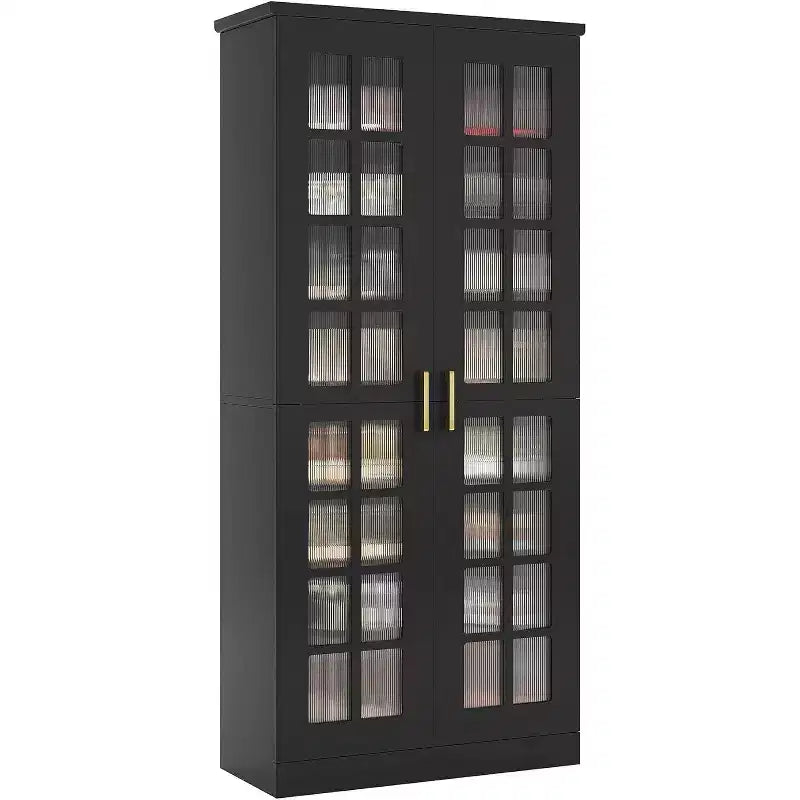Lantine hoge schoenenkast met deuren, schoenenopbergruimte met 8 niveaus en verstelbare planken, moderne schoenenkast voor hal, garderobe of woonkamer, wit