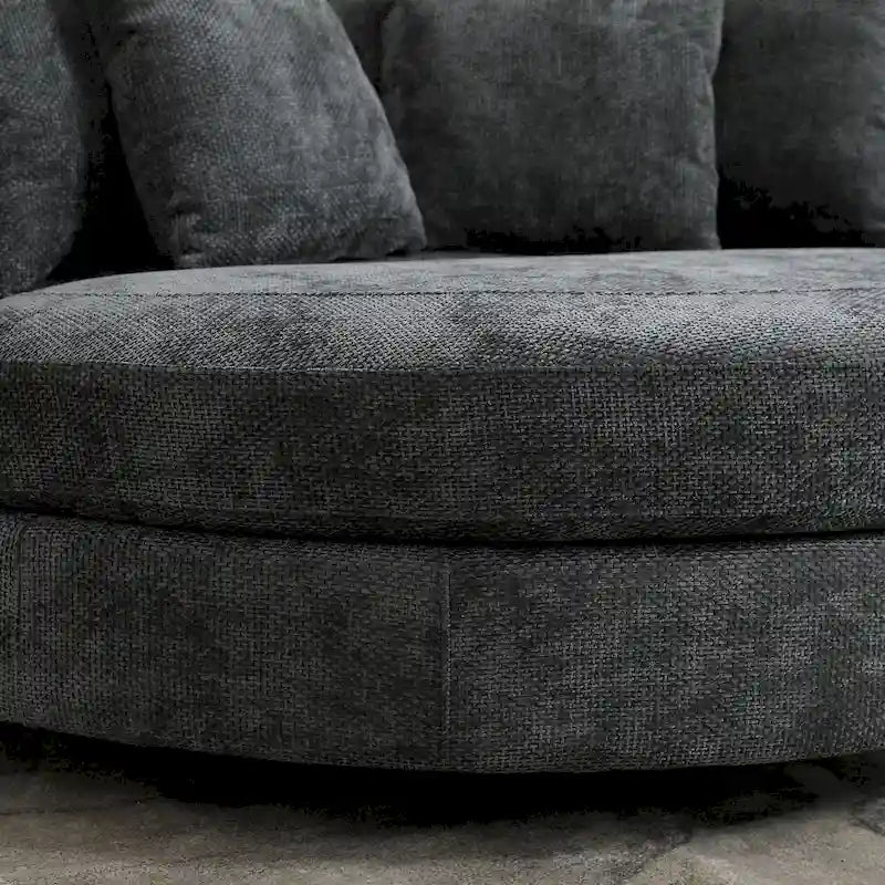 Fauteuil tonneau moderne rond avec 5 coussins et pouf en option