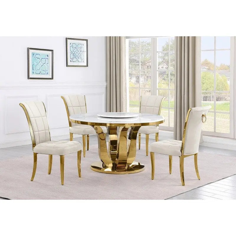Ensemble de salle à manger rond Best Quality Furniture D325-SC324-7 de 5 pièces