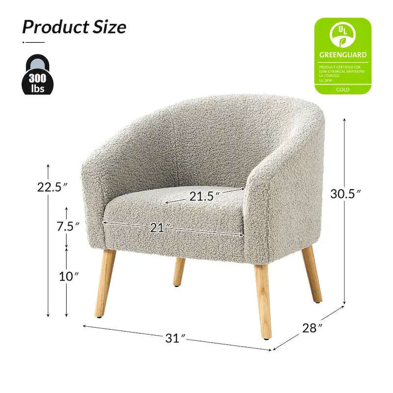 Sheila moderne fauteuil van 30 W met bouclébekleding en poten van massief hout, set van 2, van HULALA HOME