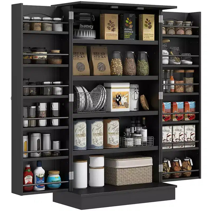 Armoire de cuisine HOMCOM de 41 po, meuble de cuisine à 2 portes avec étagères de rangement à 5 niveaux, 12 range-épices et étagères réglables pour la salle à manger
