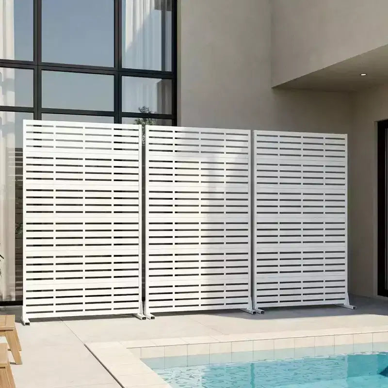 Panneau d’intimité extérieur blanc naturel MAYEERTY 72x47, ensemble de 6 pièces, séparateur pliant naturel pour cour et jardin