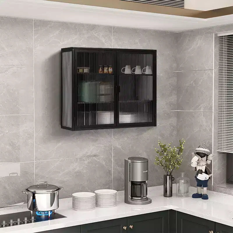 Okak moderne wandkast met 2 deuren, 3 vakken, glazen deuren, voor hal/eetkamer/woonkamer/keuken