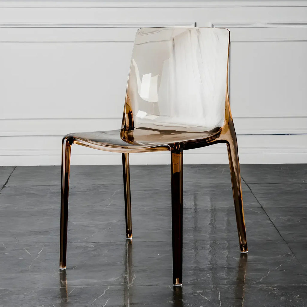 Chaise de salle à manger sans accoudoirs à dossier bas en acrylique ambré