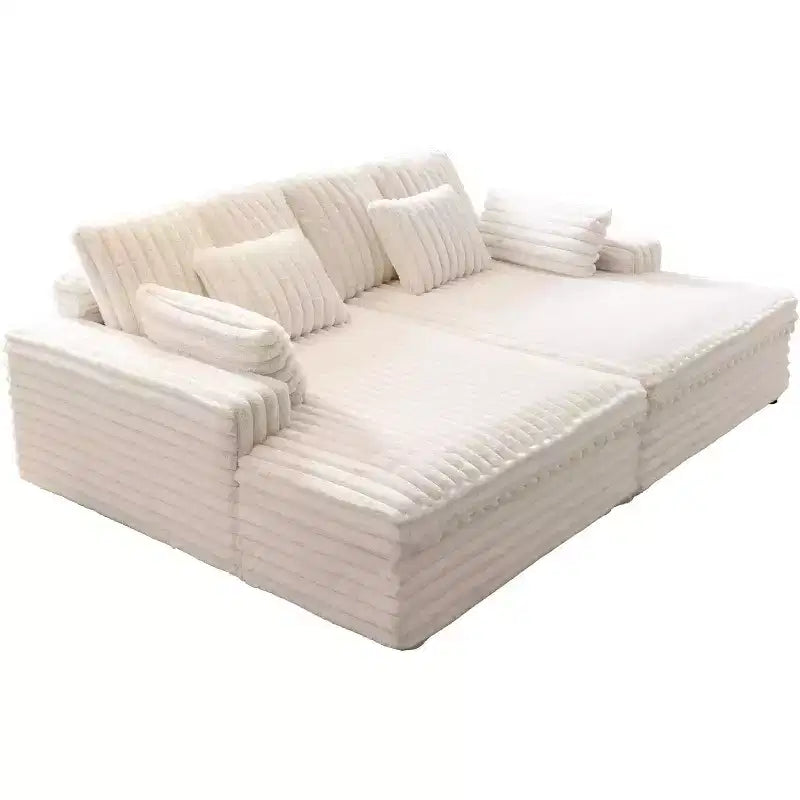 AMERLIFE 93 dubbele chaise longue voor twee personen, diepe cloudbank met lendenkussens en brede armleuningen, eenvoudig te monteren, imitatiebont