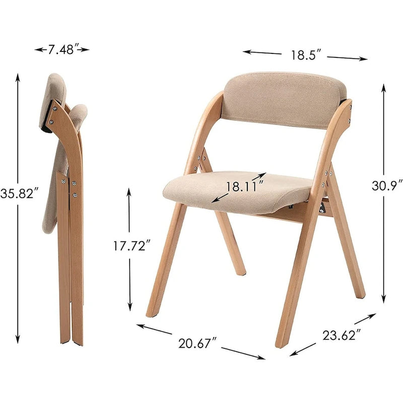 Chaises pliantes de salle à manger en bois empilables avec assises rembourrées (lot de 4)