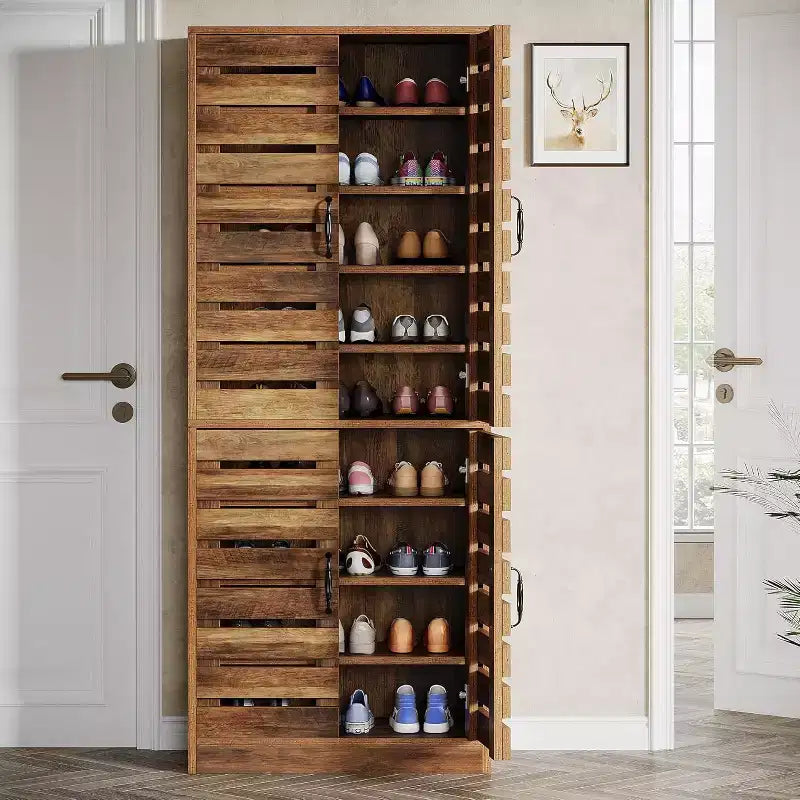 Lantine 70,8 hüvelyk magas cipőszekrény zsalus ajtókkal, 9 szintes, 27 pár cipő függőleges tárolására