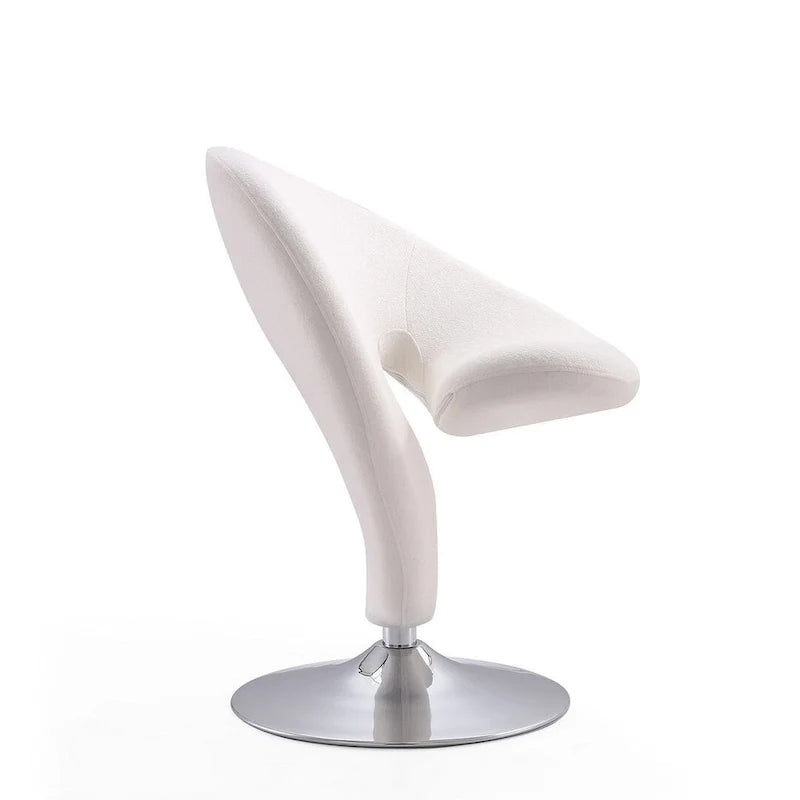 Manhattan Comfort Curl draaibare accentstoel van chroom en wolmix (set van 2)
