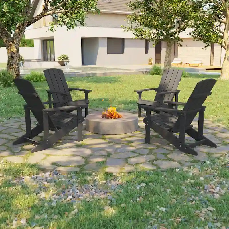 Bonosuki Weather-resistant Wood Outdoor Adirondack Chairs-Set of 4