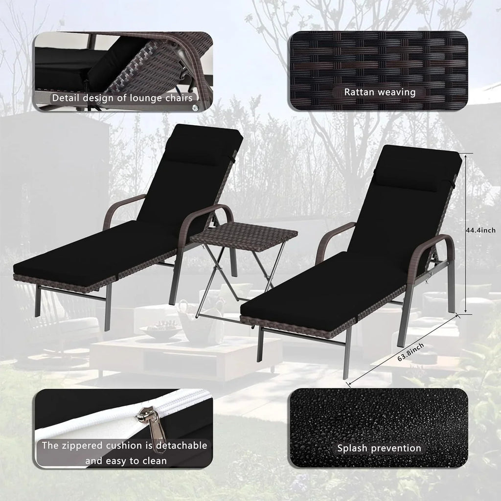 Ensemble de 3 chaises longues d’extérieur Kullavik
