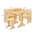 Ensemble de coin repas 3 pièces MUSEHOMEINC de style traditionnel en bois massif, avec banc latéral et rangement dissimulé