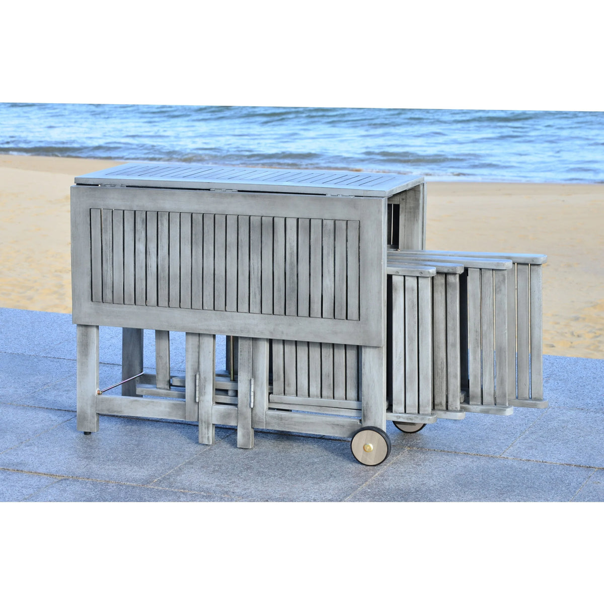 SAFAVIEH Brandy 5-delige tuinmeubelset met eettafel - 43B x 35D x 29H