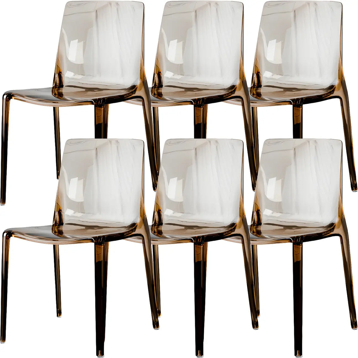 Chaise de salle à manger sans accoudoirs à dossier bas en acrylique ambré