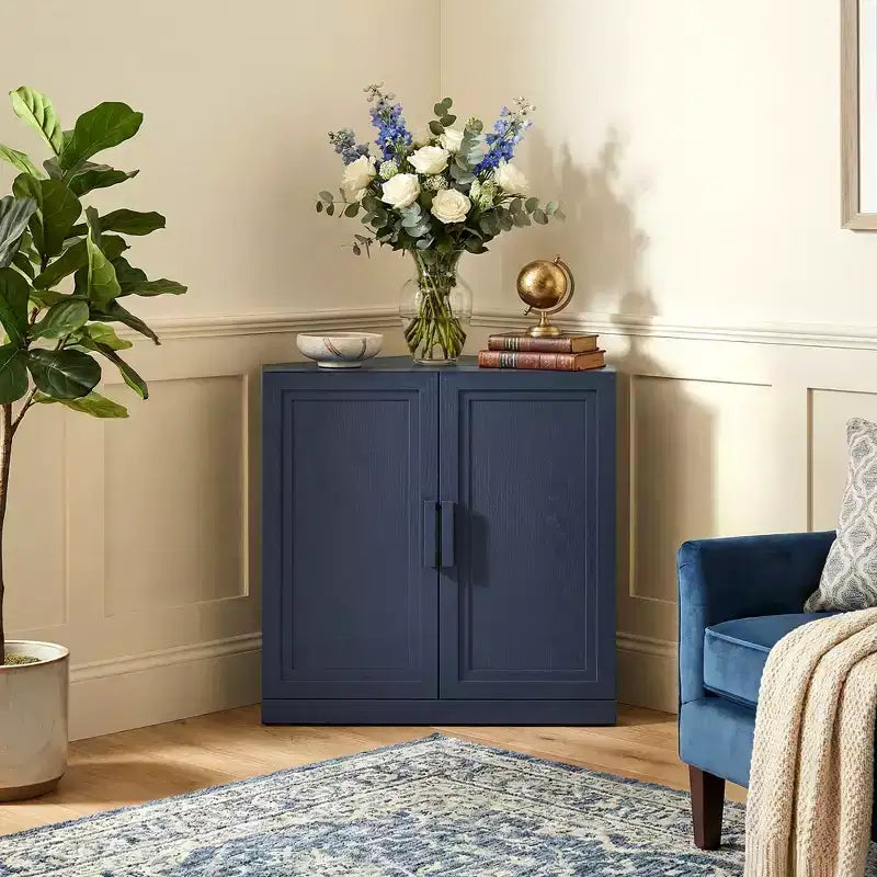 Dovelina hoekkast met verstelbare planken, dressoir, buffetkast, wijnkast en keuken- en eetkamerkast met houten deuren – 31H x 31W, 36H x 31W