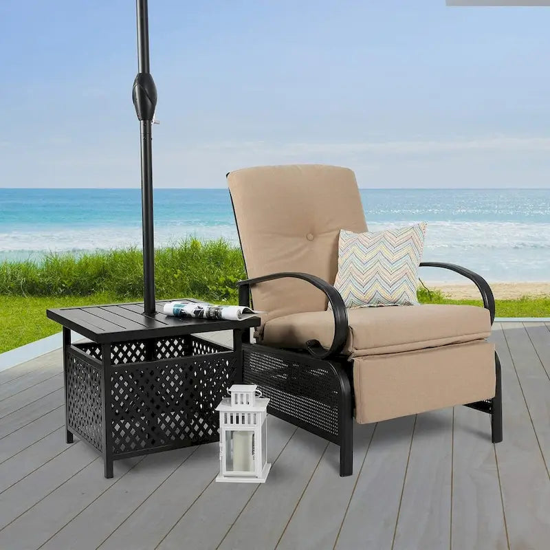 Verstellbarer Relax-Loungesessel, Lounge-Sofa für die Terrasse mit Polster - 38 (T) x 26.5 (B) x 38.5 (H) ZOLL