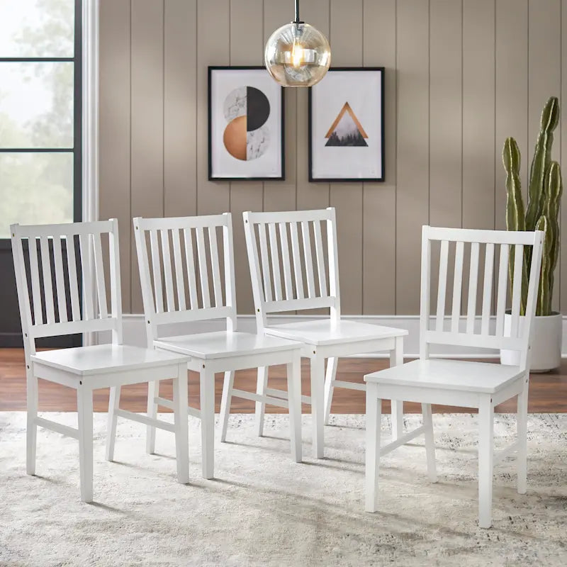 Set van 4 eetkamerstoelen van massief hout met spijlenrugleuning, stevig frame, klassiek ontwerp, eenvoudig te monteren