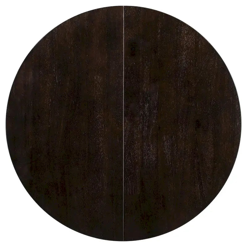 Ronde uitschuifbare eettafel in landelijke stijl met houten keukentafelblad en verlengblad van 16 inch