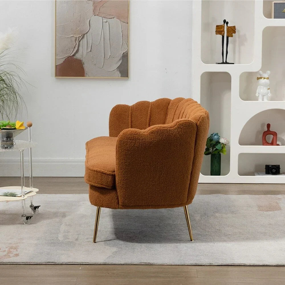 Kleines Mini-Sofa für zwei Personen mit goldenem Metallbein – 2 Sitzplätze
