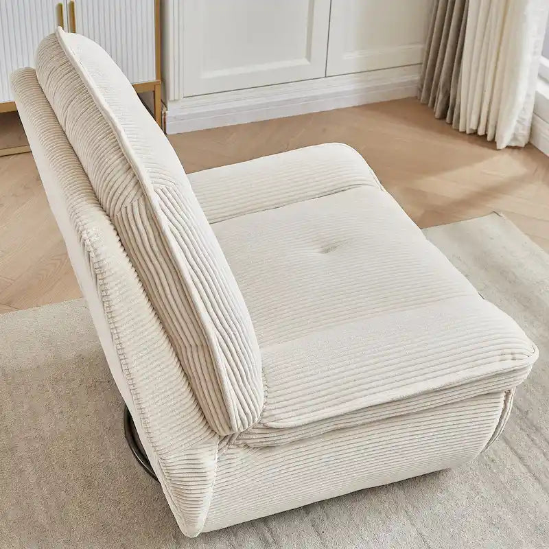 Fauteuil inclinable pivotant et berçant en velours côtelé, avec repose-pieds, pour le salon