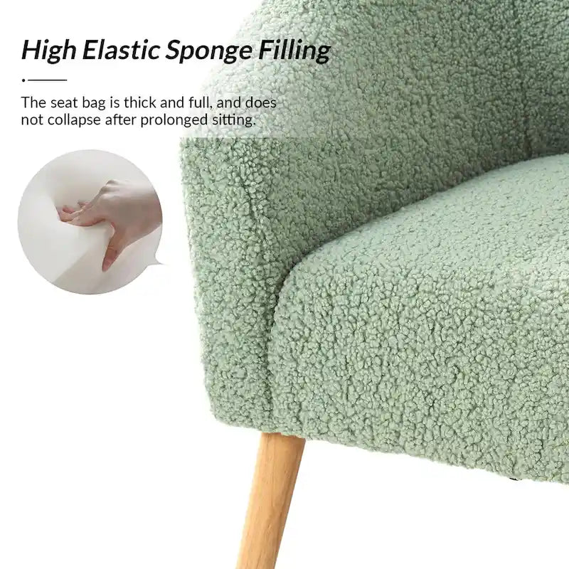 Sheila moderne fauteuil van 30 W met bouclébekleding en poten van massief hout, set van 2, van HULALA HOME