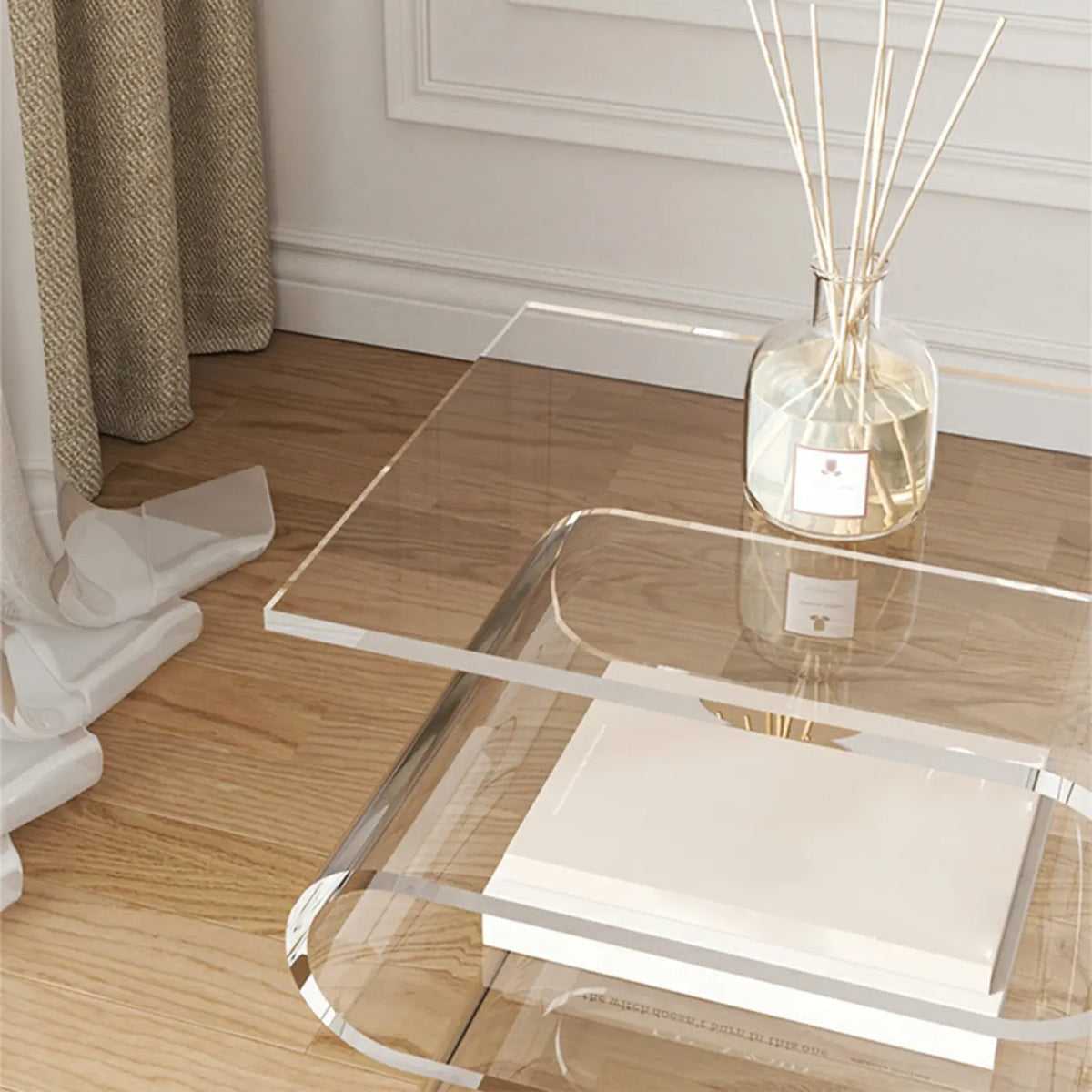 Moderne S-vormige bijzettafel van acryl met opbergruimte