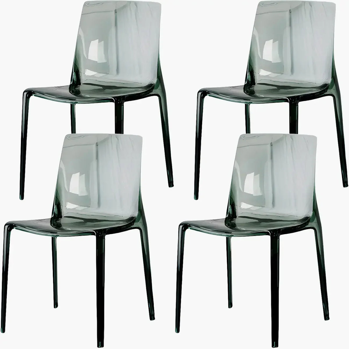 Chaise de salle à manger sans accoudoirs à dossier bas en acrylique ambré