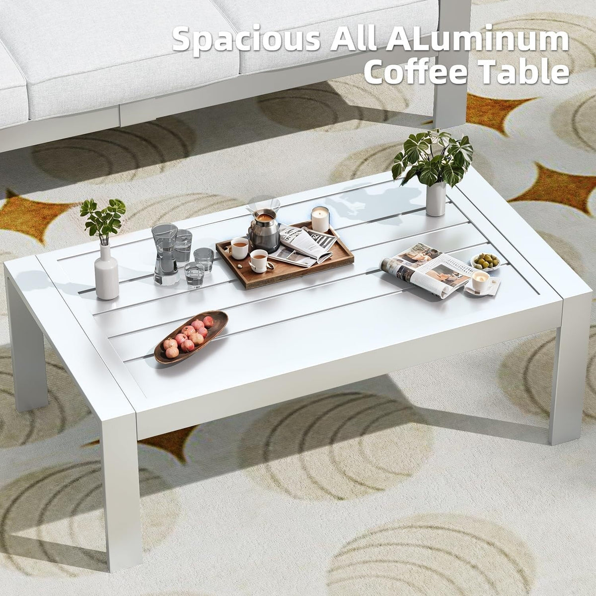AECOJOY 7-delige aluminium tuinmeubelset voor buiten, loungeset