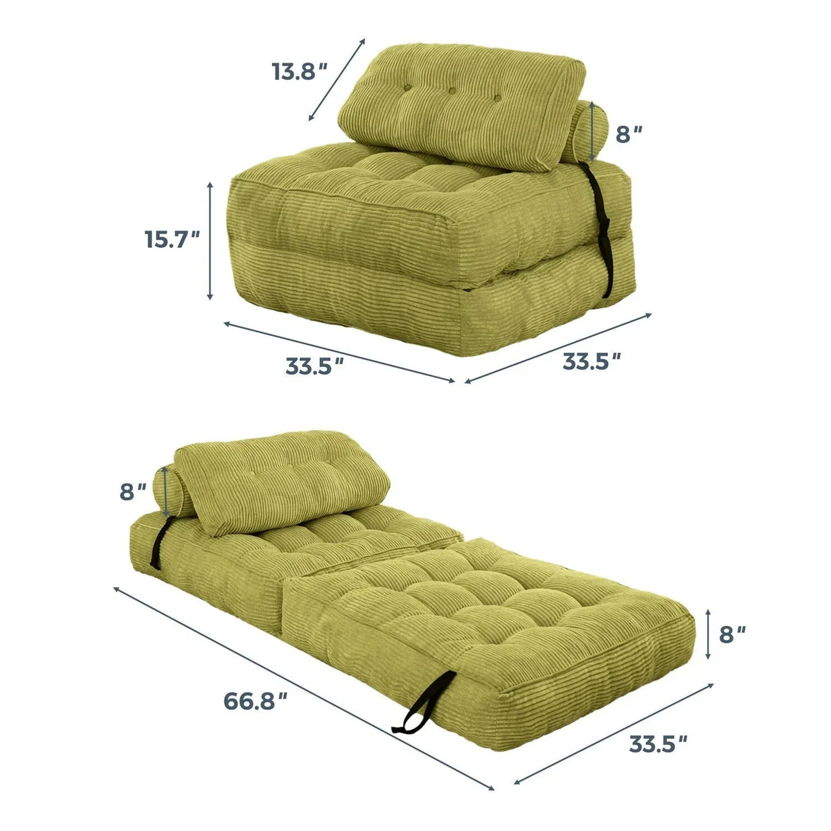 8 Corduroy vouwbare slaapbank, eenpersoons