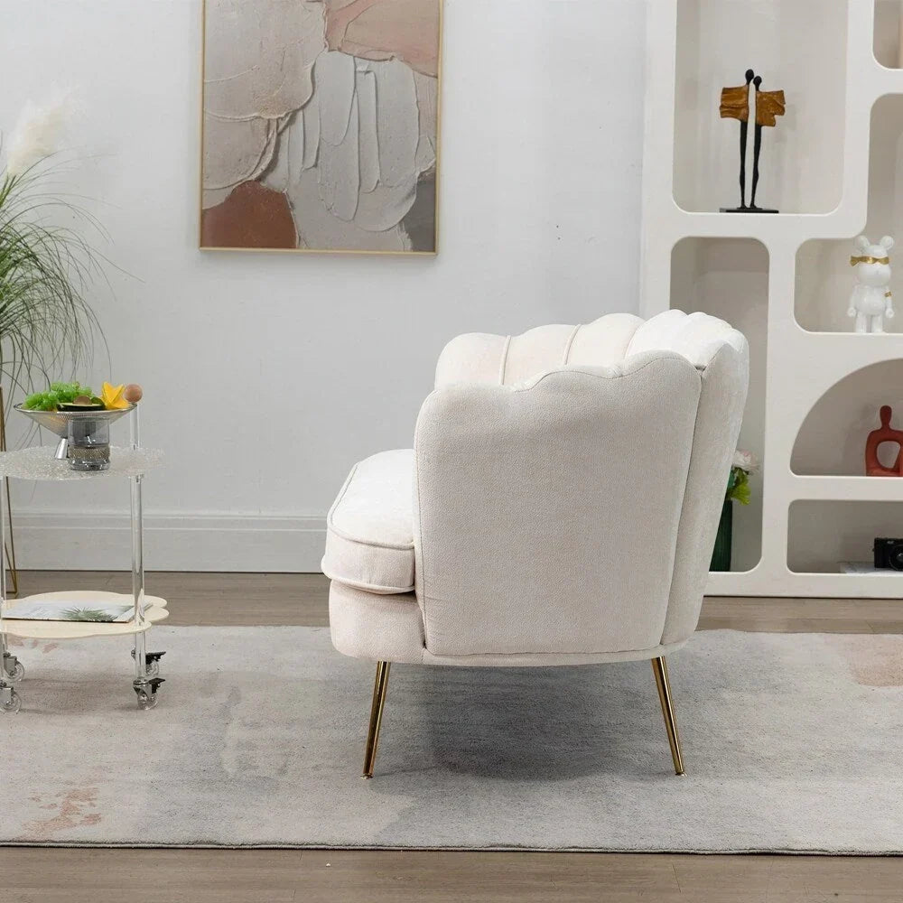 Kleines Mini-Sofa für zwei Personen mit goldenem Metallbein – 2 Sitzplätze