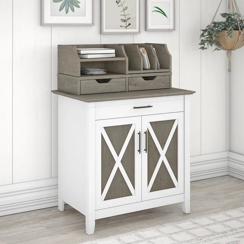 Biurko sekretarzyk Key West z szafką do przechowywania marki Bush Furniture