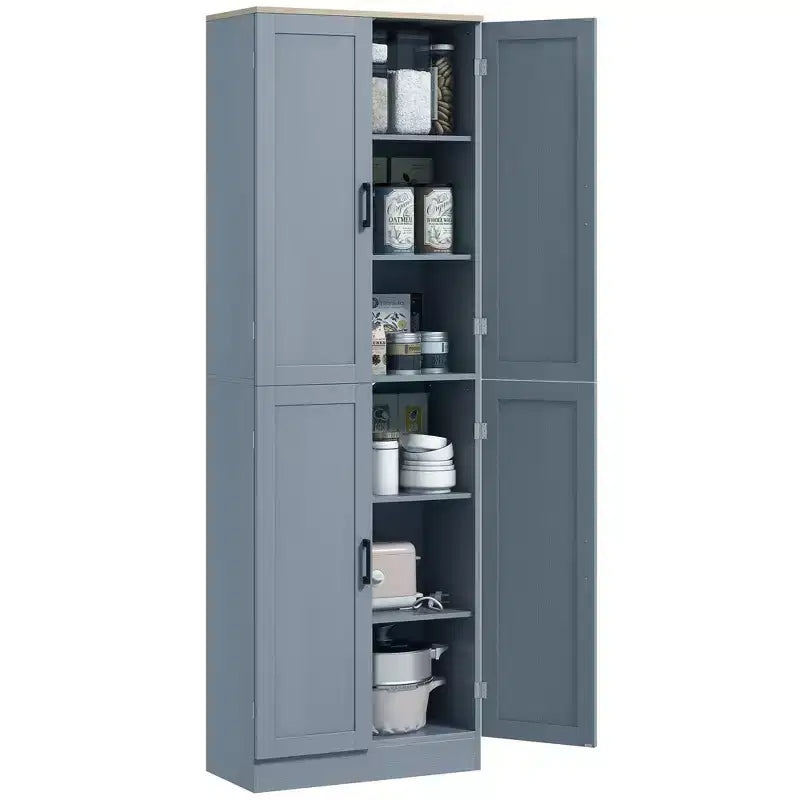 Garde-manger de cuisine autoportant HOMCOM 67 po, meuble de rangement à 4 portes avec étagères et portes réglables