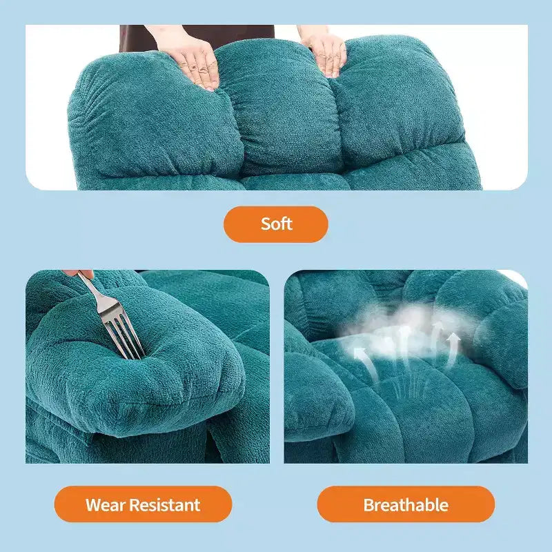 Fotel rozkładany z ręczną regulacją, ergonomiczny fotel z oddychającego materiału i kieszeniami bocznymi, jednoosobowa sofa, odpowiednia do salonu lub sypialni