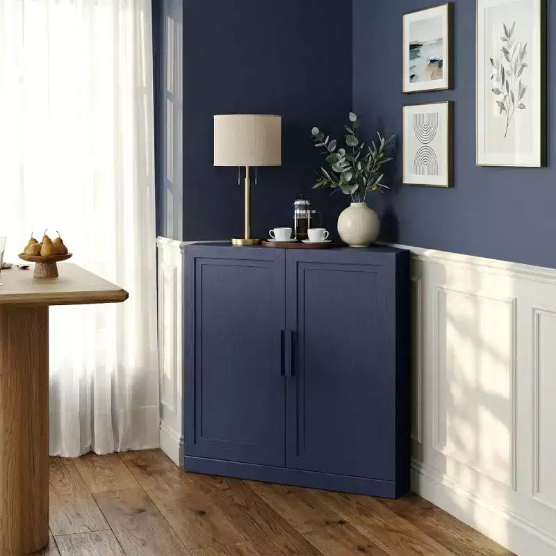 Dovelina hoekkast met verstelbare planken, dressoir, buffetkast, wijnkast en keuken- en eetkamerkast met houten deuren – 31H x 31W, 36H x 31W