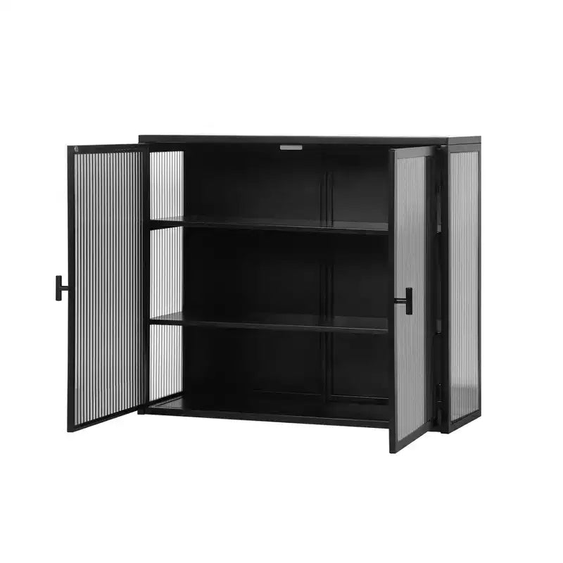 Okak moderne wandkast met 2 deuren, 3 vakken, glazen deuren, voor hal/eetkamer/woonkamer/keuken