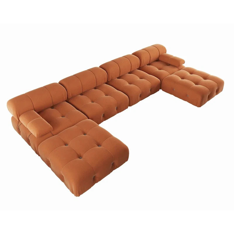 138 modulaire omkeerbare hoekbank, U-vormige minimalistische fluwelen bank