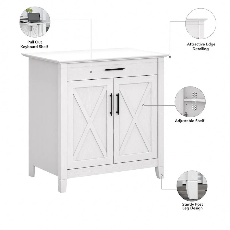 Biurko sekretarzyk Key West z szafką do przechowywania marki Bush Furniture