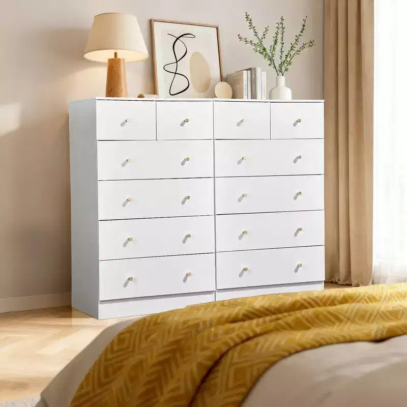 Cómoda grande Karl Home de 6 cajones para dormitorio y cajonera con construcción resistente, organizador de almacenamiento de madera para armario, blanca