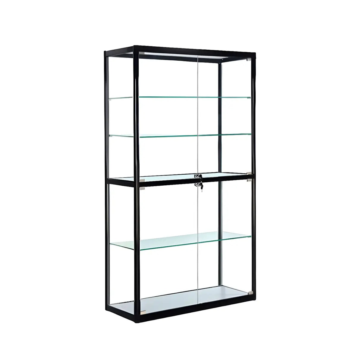 Moderine rechteckige Vitrine aus schwarzem Glas