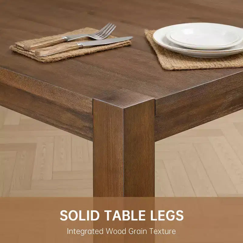 Moderne eetset - tafel van 80 + 6 stoelen met kussens, frame van massief hout, tafel draagvermogen van 400 lbs, eenvoudige montage