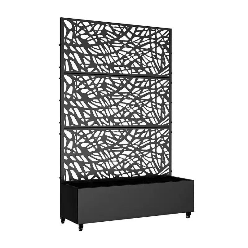 MAYEERTY plantenbak met ijzeren trellis, zwart net, stijl 01, 72x47x16in, set van 3