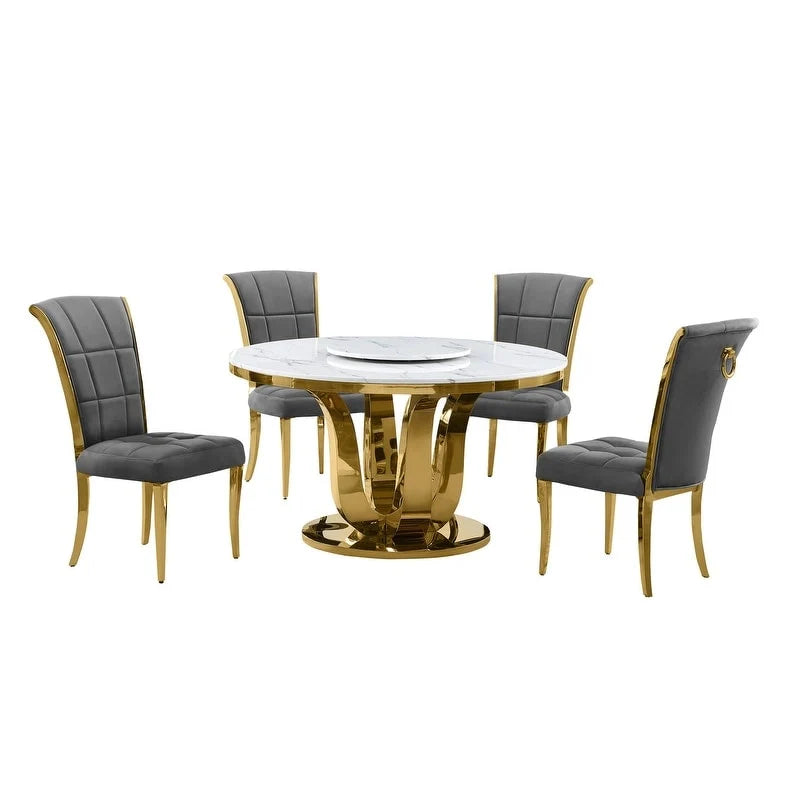 Ensemble de salle à manger rond Best Quality Furniture D325-SC324-7 de 5 pièces