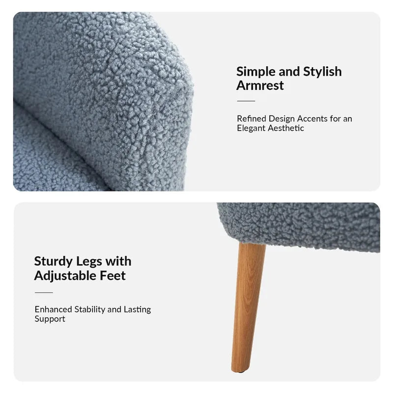 Sheila moderne fauteuil van 30 W met bouclébekleding en poten van massief hout, set van 2, van HULALA HOME