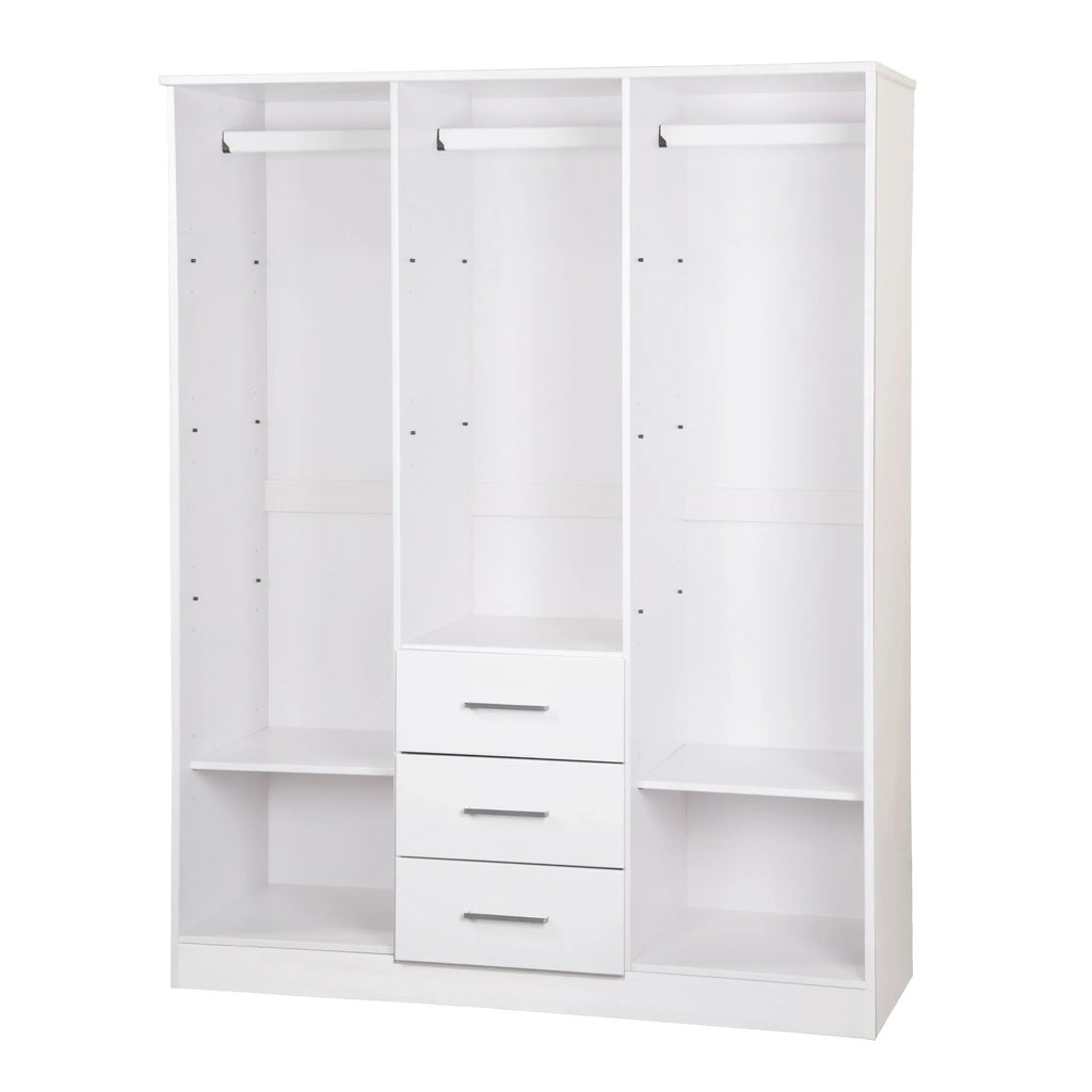 Palace Imports Cosmo kledingkast met 3 deuren, 100% massief hout, met deuren van massief hout of spiegelglas