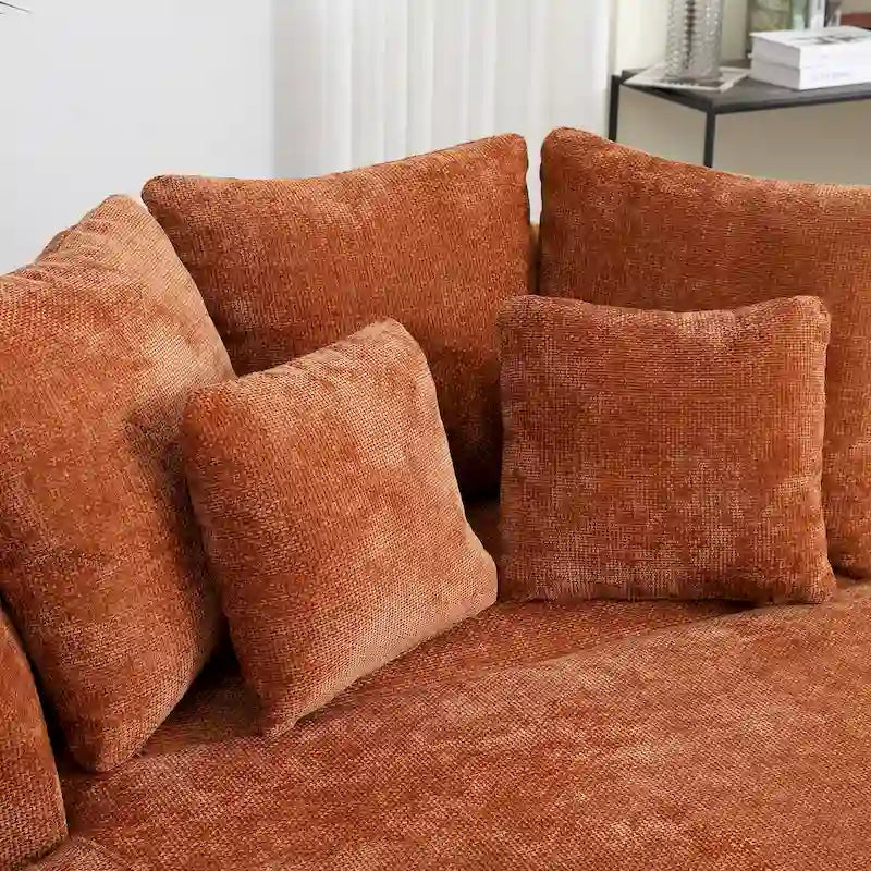 Fauteuil tonneau moderne rond avec 5 coussins et pouf en option